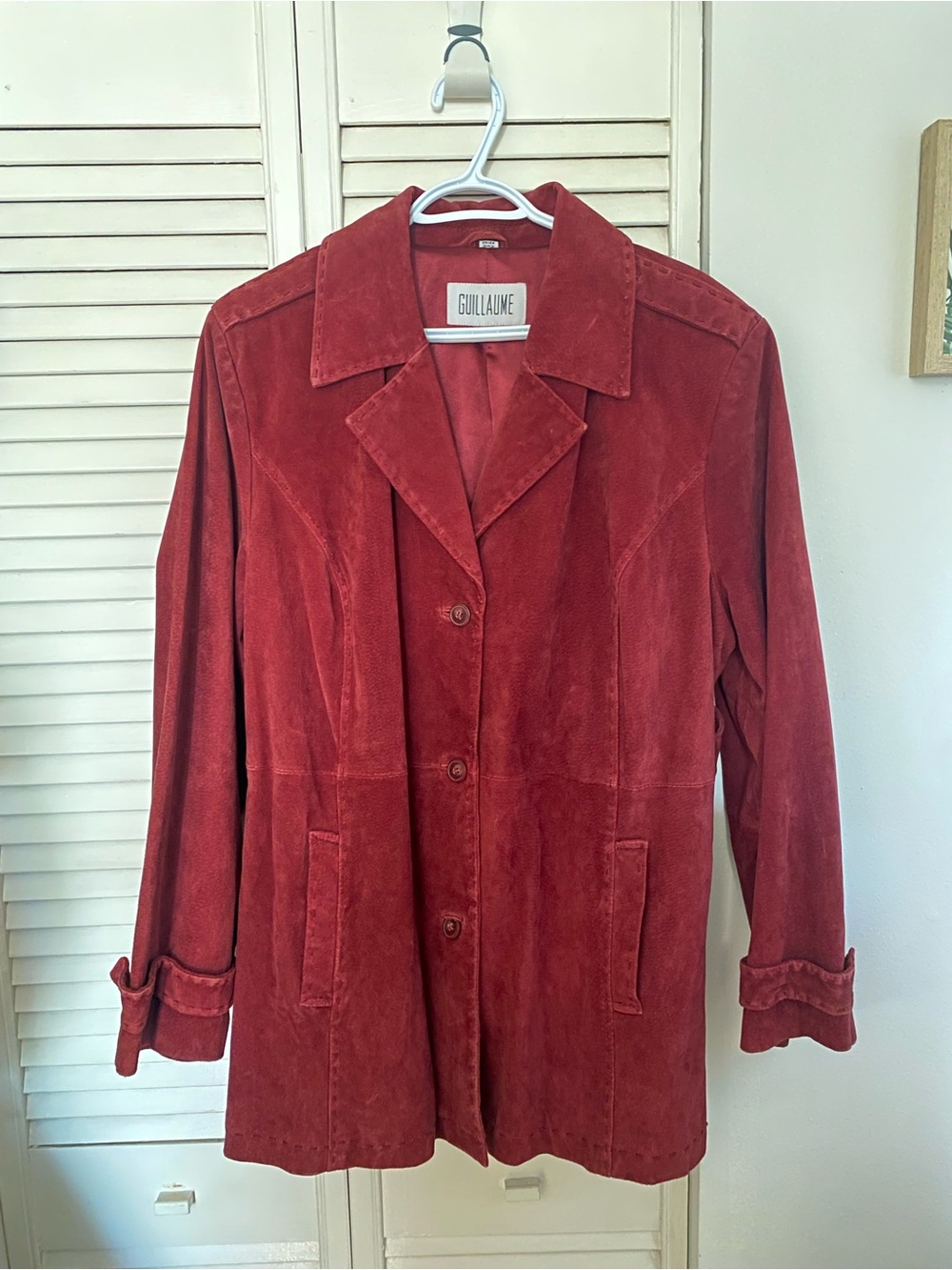 Guillaume Women's Belted Suede Coat in Deep Red - Picture 2 of 10